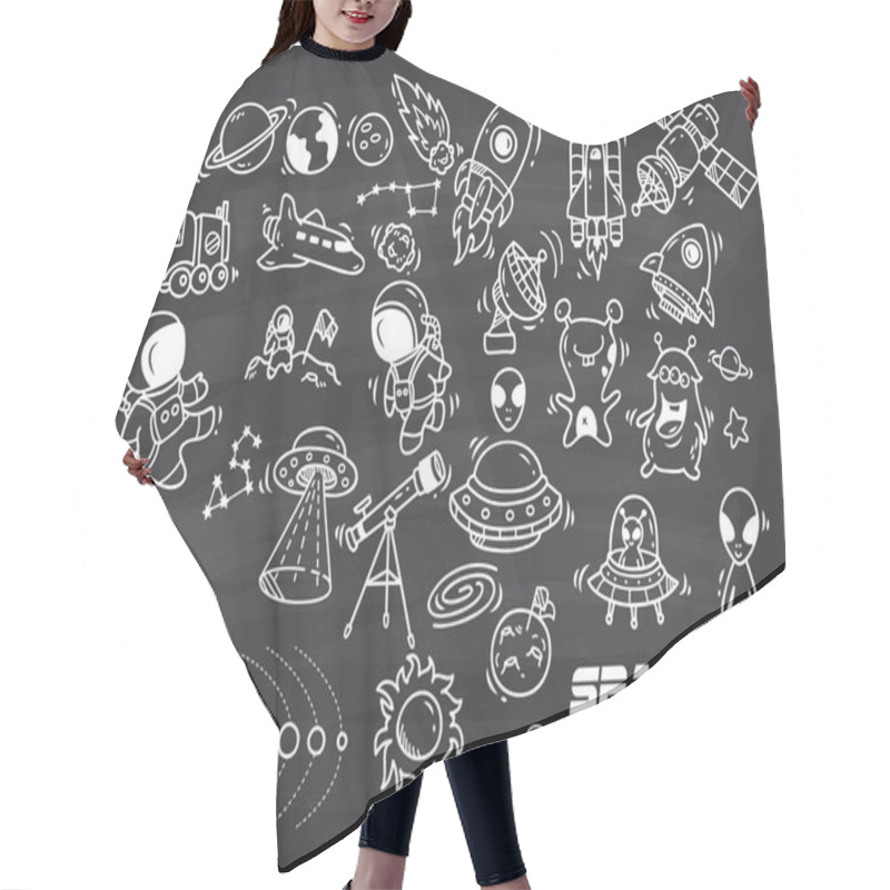 Personality  Space Themed Doodle Hair Cutting Cape