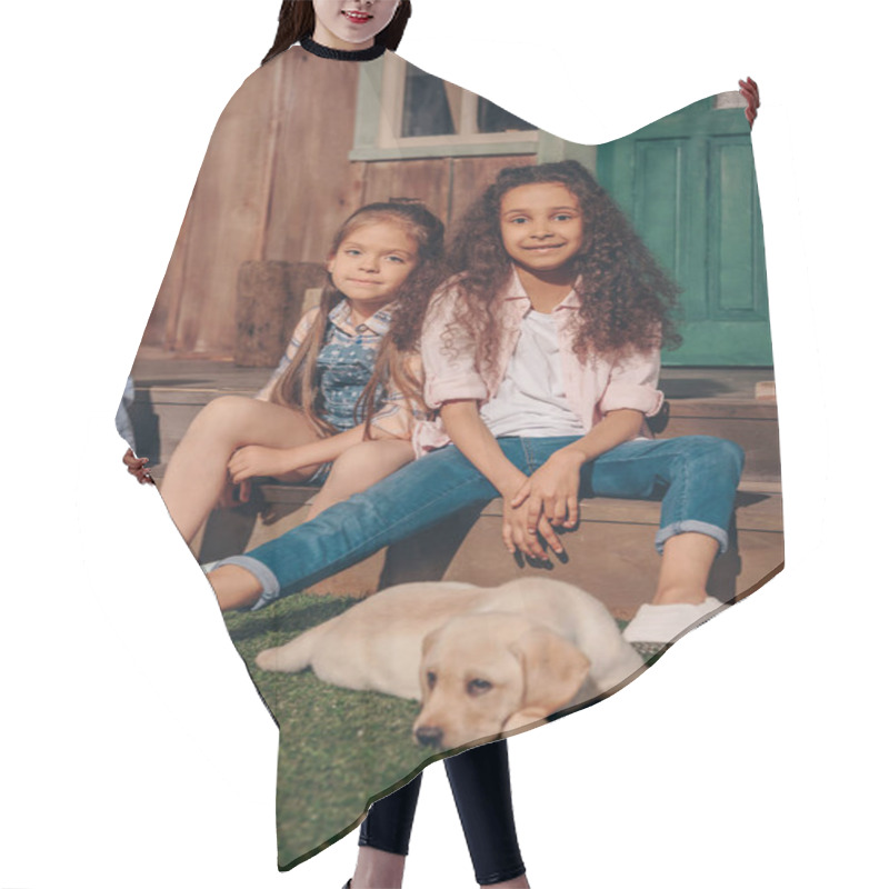 Personality  Multiethnic Girls With Puppy Hair Cutting Cape