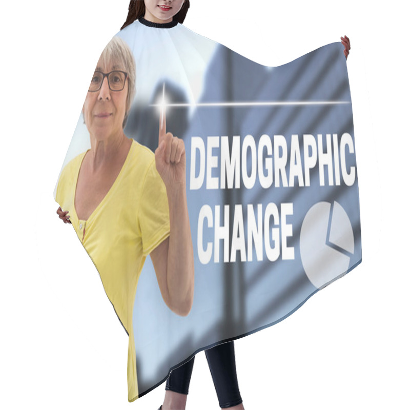 Personality  Demographic Change Touchscreen Is Shown By Senior Hair Cutting Cape