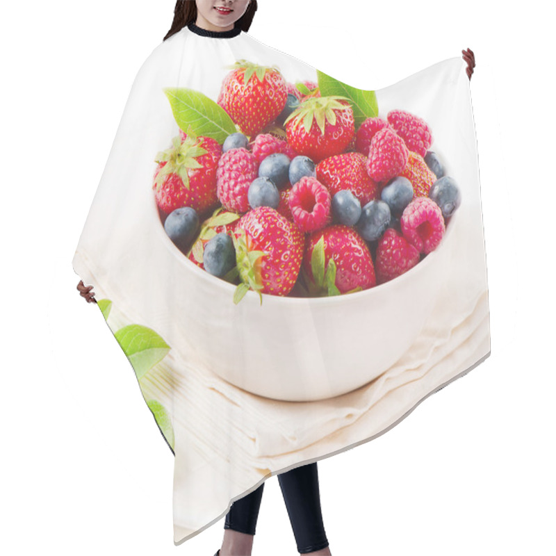 Personality  Fresh Berries On White Hair Cutting Cape