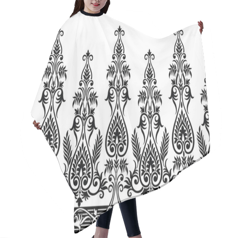 Personality  Seamless Black And White Traditional Indian Border Hair Cutting Cape