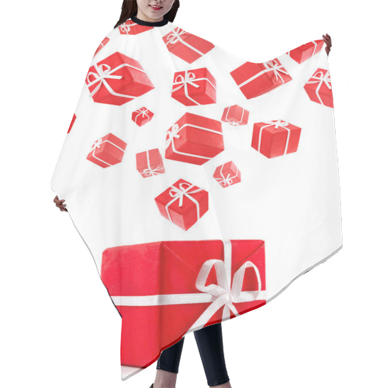 Personality  Flying Red Gift Boxes Hair Cutting Cape