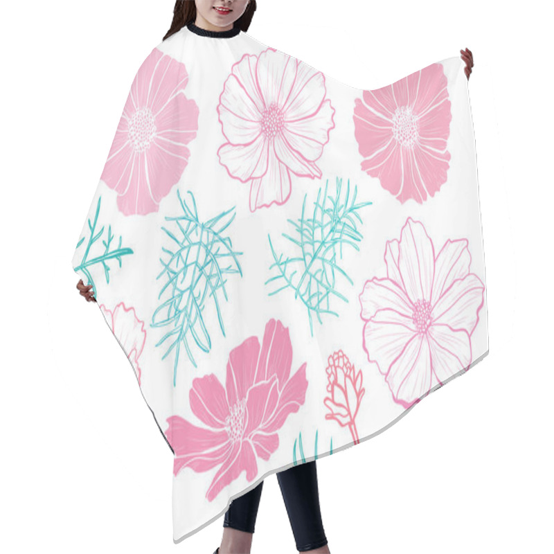 Personality  Hand Drawn Floral Decoration Hair Cutting Cape