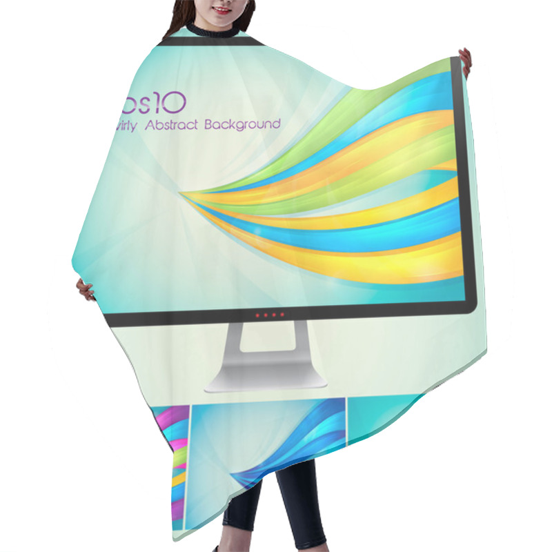 Personality  Curvy Abstract Background With Monitor Hair Cutting Cape