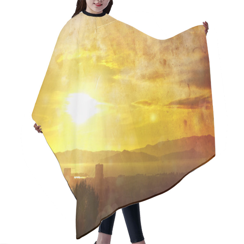 Personality  Summer Background. Sunset Sky Hair Cutting Cape