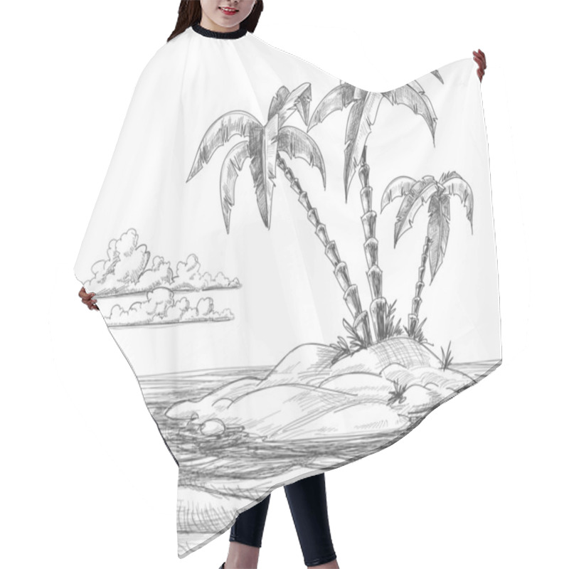 Personality  Tropical Island Sketch Hair Cutting Cape