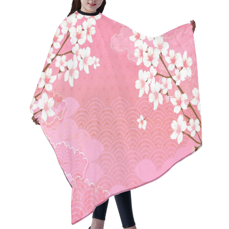 Personality  Japanese Pattern New Year's Card Cherry Blossom Background Hair Cutting Cape