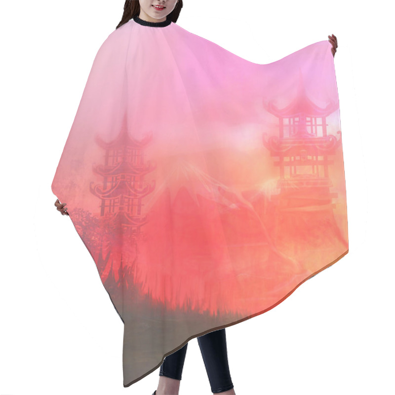 Personality  Abstract Asian Landscape During Sunset Hair Cutting Cape