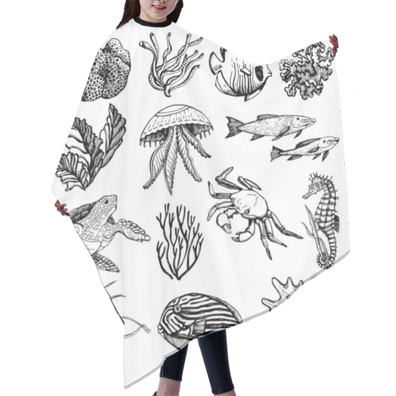 Personality  Marine Decorative Pattern Hair Cutting Cape