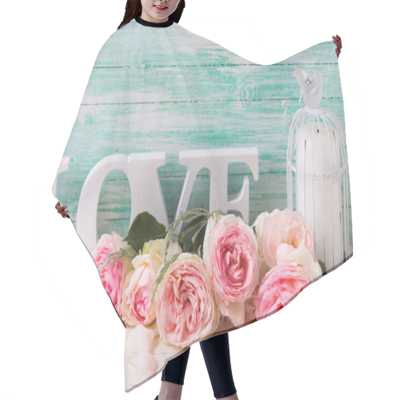 Personality  Sweet Pink Roses Flowers Hair Cutting Cape