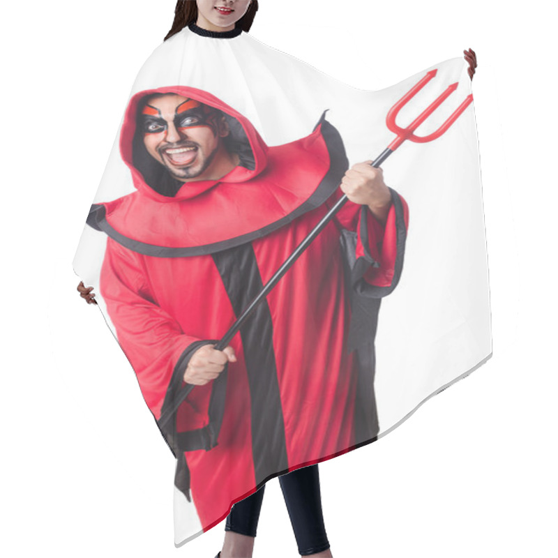 Personality  Man Devil In Red Costume Hair Cutting Cape