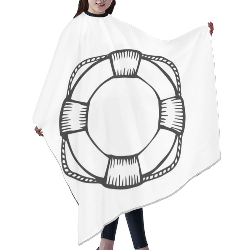 Personality  Hand Drawn Lifebuoy Vector Illustration On White Background. Hair Cutting Cape