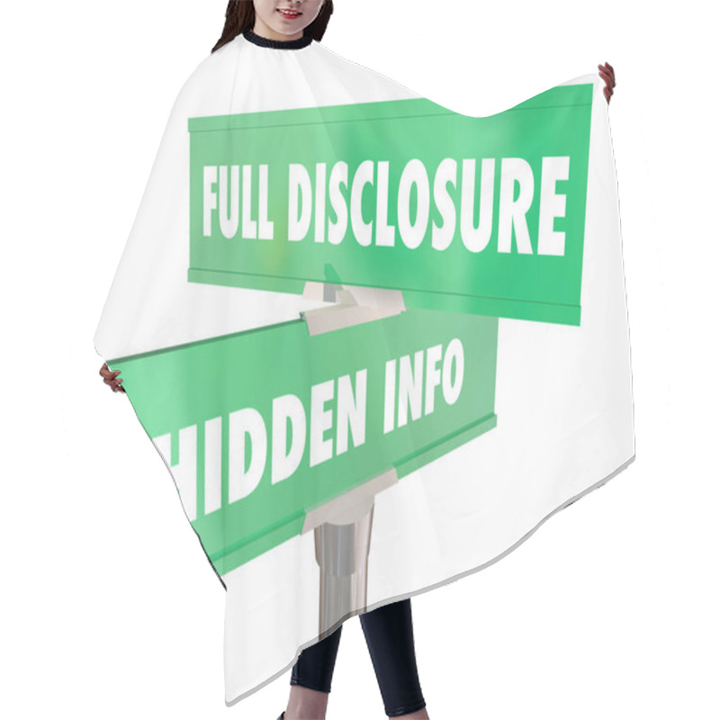 Personality  Full Disclosure Vs Hidden Info Two Road Signs 3d Illustration Hair Cutting Cape