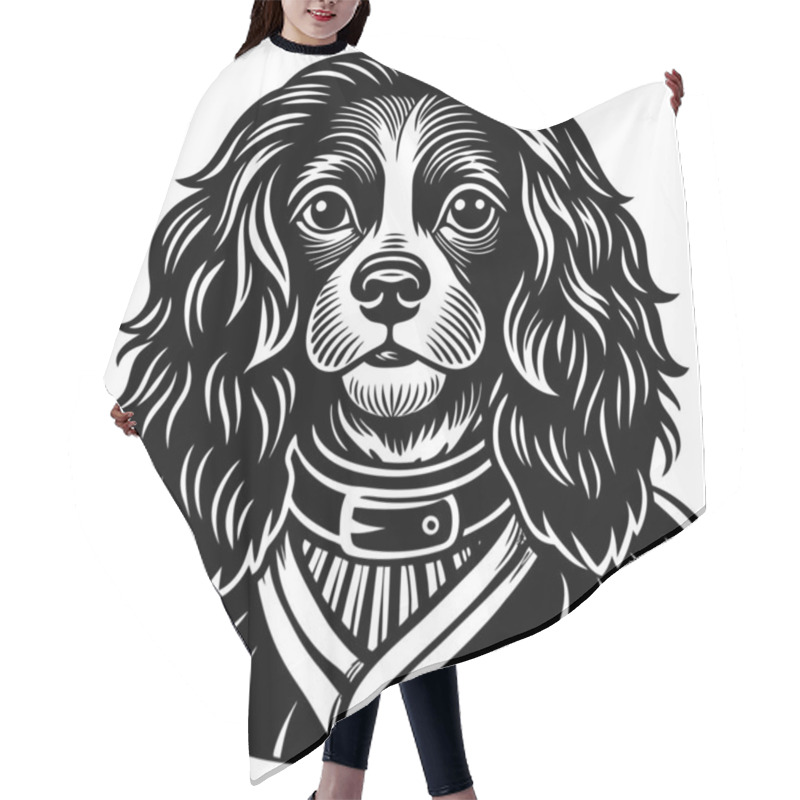 Personality  Detailed Black And White Dog Vector For Design Projects Hair Cutting Cape