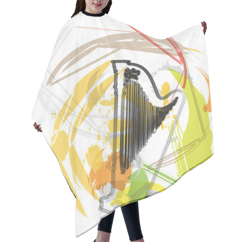 Personality  Abstract Harp Illustration Hair Cutting Cape