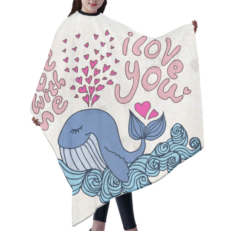 Personality  Greetings Card With Cute Animals - Whale And Lettering Hair Cutting Cape