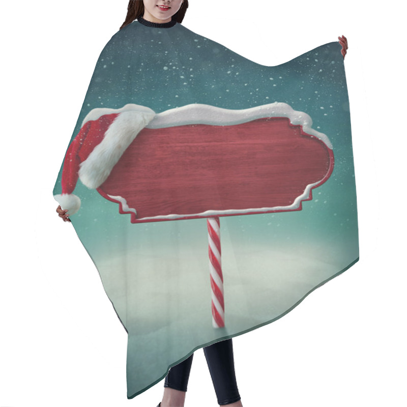 Personality  Wooden Sign And Santa Hat Hair Cutting Cape