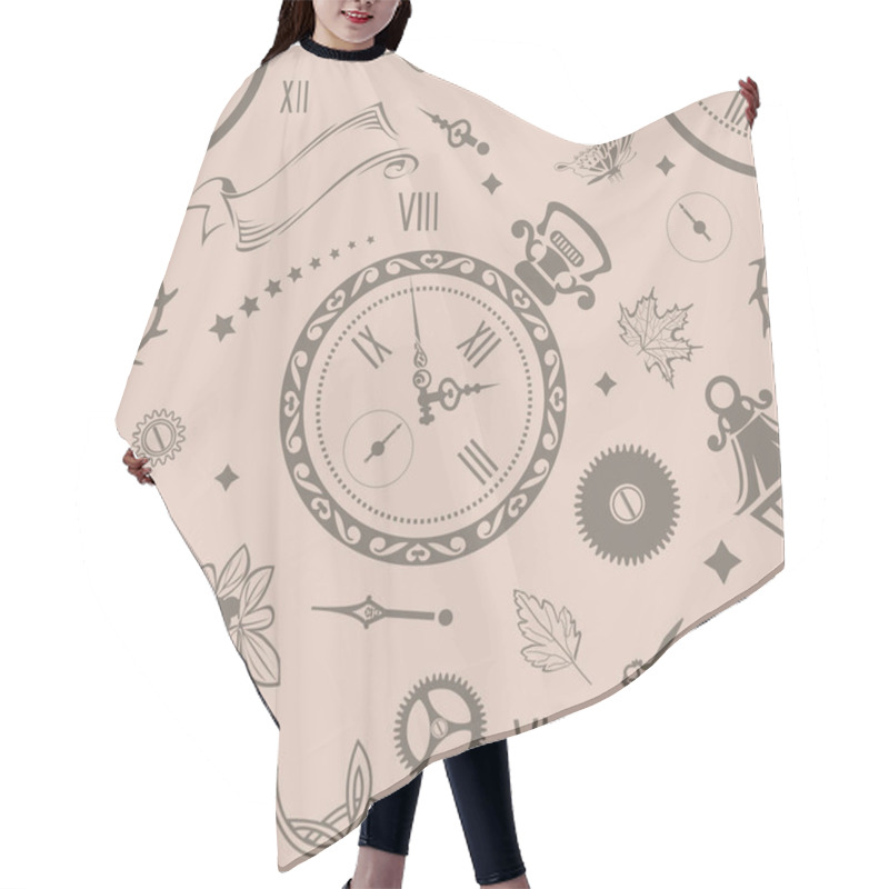 Personality  Seamless Patterns Clock Hair Cutting Cape