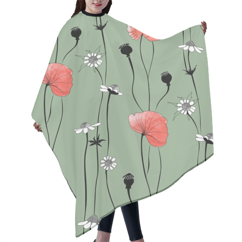 Personality  Pattern In The Form Of Poppies Hair Cutting Cape