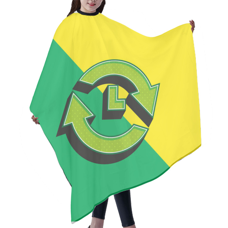 Personality  Analyze Green And Yellow Modern 3d Vector Icon Logo Hair Cutting Cape