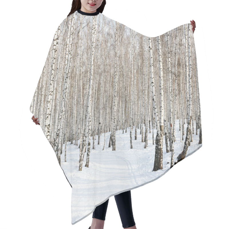 Personality  Ski Run In A Winter Birch Forest Hair Cutting Cape