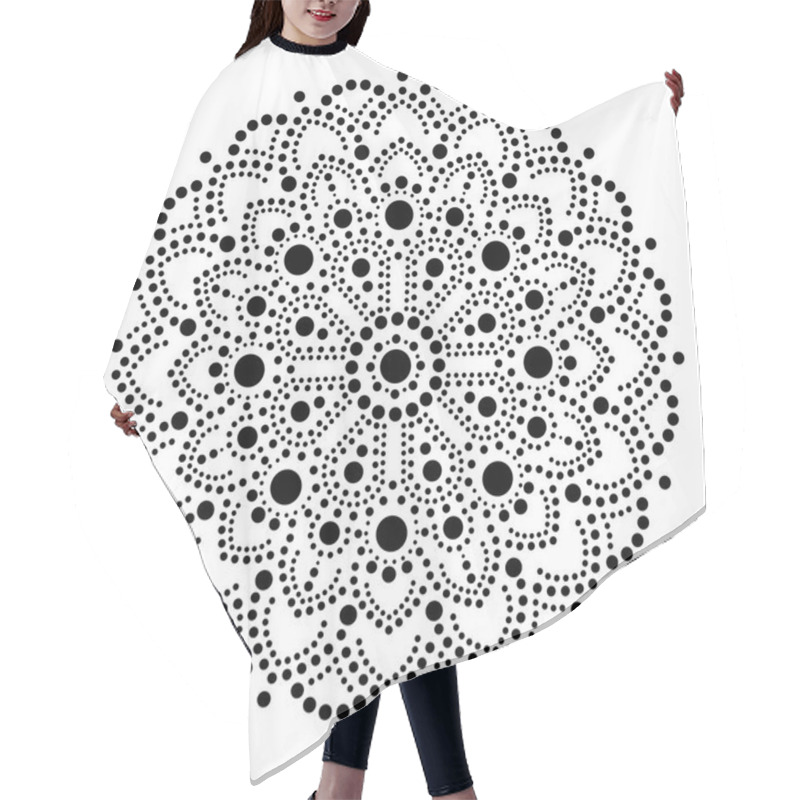 Personality  Aboriginal Dot Painting Mandala, Australian Ethnic Design, Gypsy Vector Dots Pattern Ethnic Style In Black. Abstract Mandala With Dots, Circles Inspired By Traditional, Indigenous Art From Australia, Geometric Monochrome Composition Hair Cutting Cape