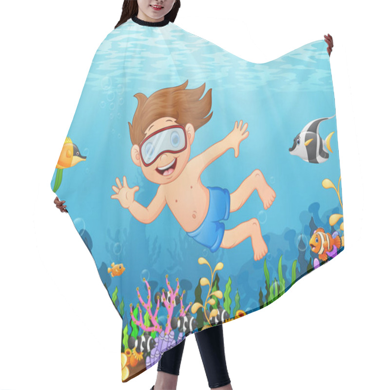 Personality  Little Boy Diving In The Sea Hair Cutting Cape