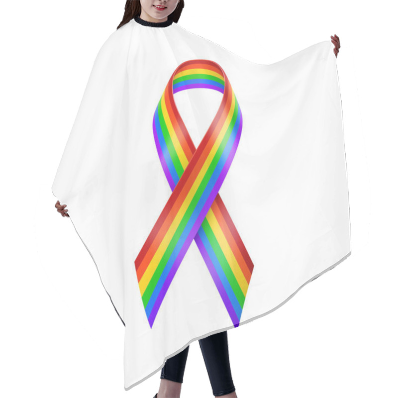 Personality  Realistic LGBT Ribbon. Rainbow Ribbon. LGBT Support Symbol And Flag. Vector Illustration Hair Cutting Cape