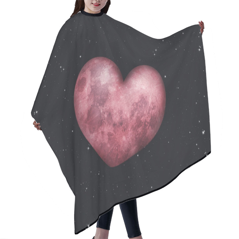 Personality  Red Heart Shaped Moon On Starry Dark Sky Hair Cutting Cape