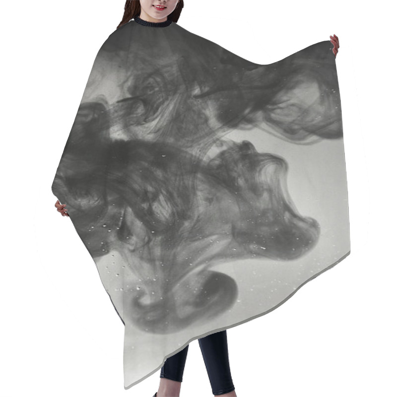 Personality  Dark Ink Swirling Gracefully In Water, Creating An Abstract Pattern. Hair Cutting Cape