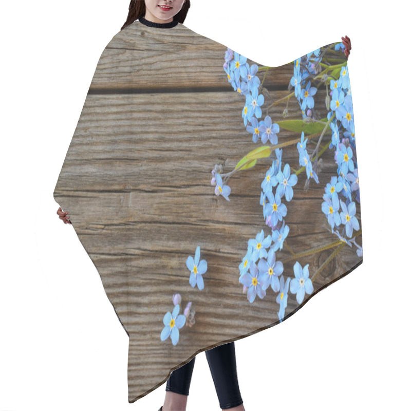 Personality  Forgetmenot Flowers On A Wooden Background Hair Cutting Cape