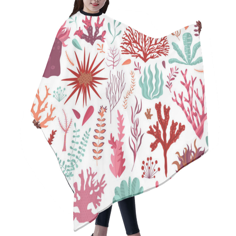 Personality  Underwater Coral Reef With Seaweeds And Anemones Hair Cutting Cape