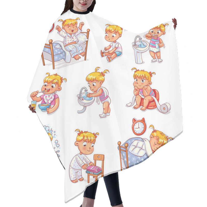 Personality  Cartoon Kid Daily Routine Activities Set Hair Cutting Cape