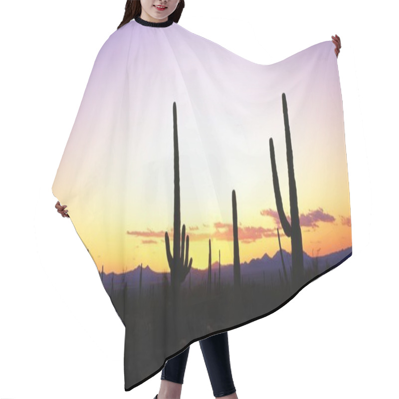 Personality  Saguaro Cacti Silhouettes, Saguaro National Park Hair Cutting Cape