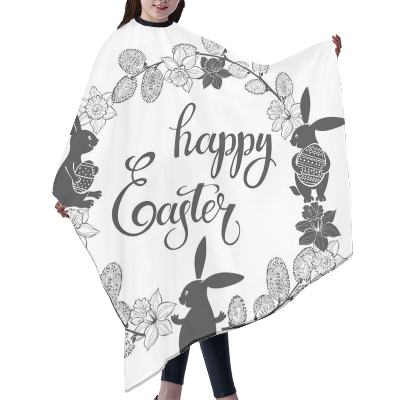 Personality  Round Frame With Cute Easter Bunnies Hair Cutting Cape