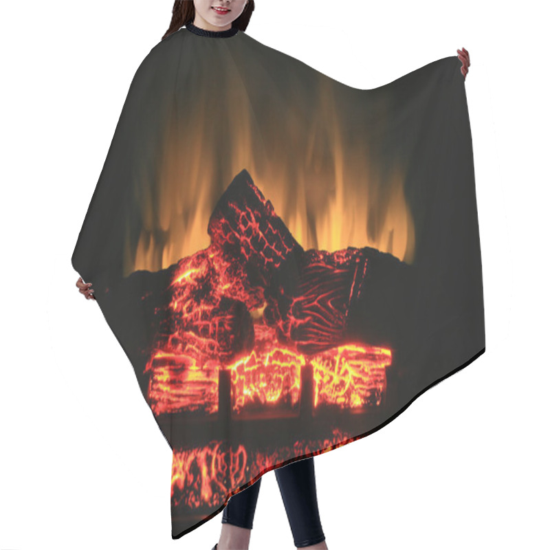 Personality  Fireplace Glow. Hair Cutting Cape