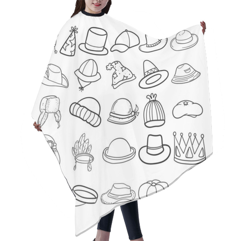 Personality  Space Hand Drawn Doodle Line Art Outline Set Hair Cutting Cape