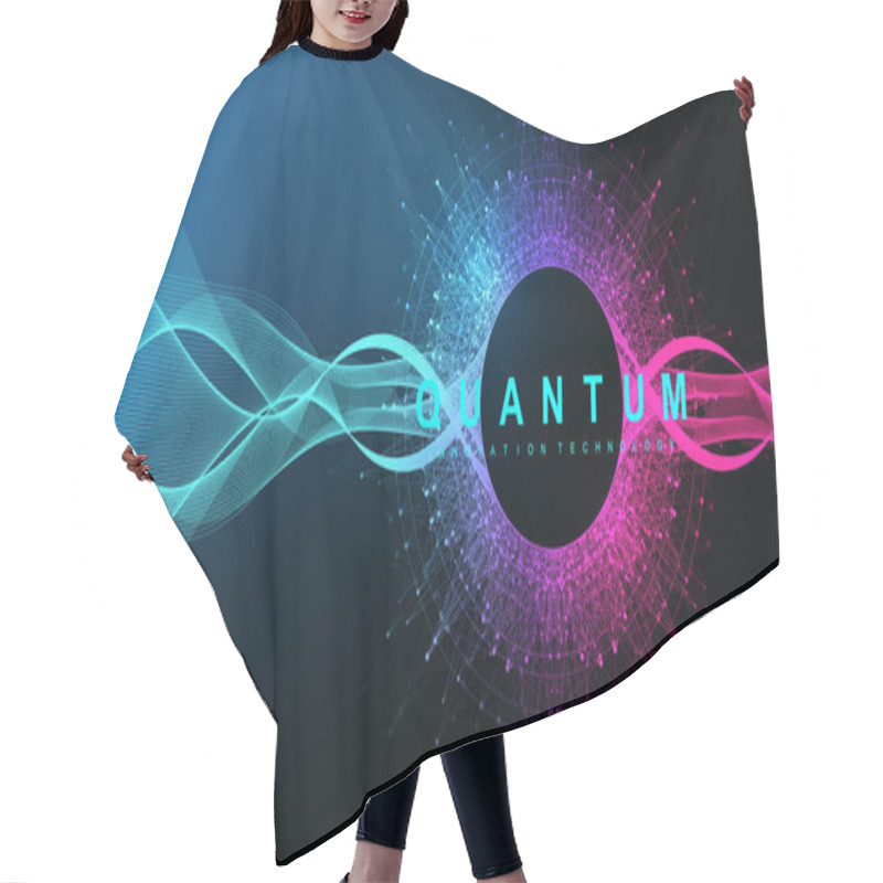 Personality  Quantum Computing Concept. Deep Learning Artificial Intelligence. Big Data Algorithms Visualization For Business, Science Presentations, Posters, Covers, Vector Illustration. Hair Cutting Cape