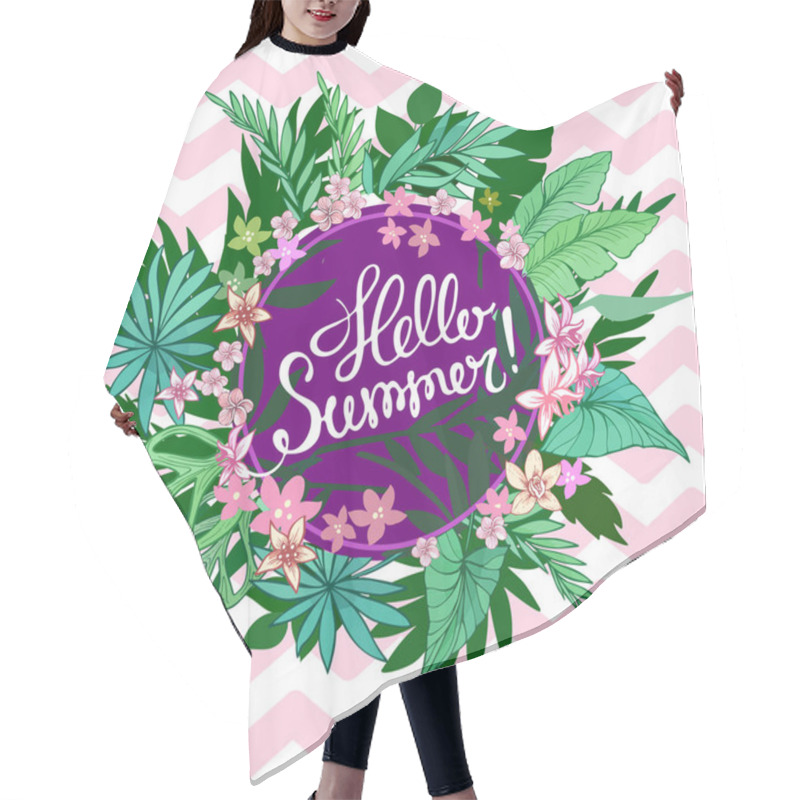 Personality  Summer Tropical Background With Exotic Palm Leaves And Plants. Vector Floral Background. Hair Cutting Cape