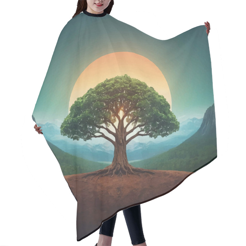 Personality  Abstract Tree Illustration Art Design For Social Media Template Backgrounds. Hair Cutting Cape