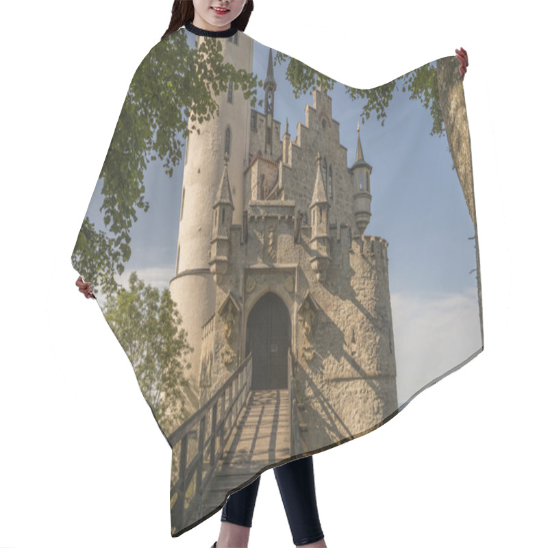 Personality  Lichtenstein Castle, Closeup Of Entrance Gate And Drawbridge Hair Cutting Cape