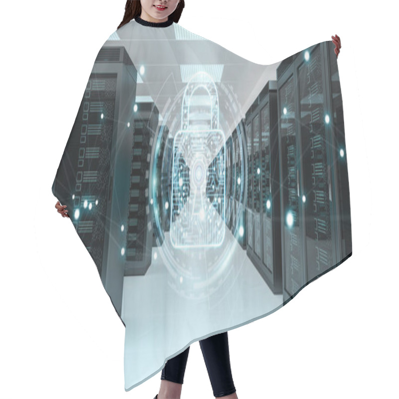 Personality  White And Blue Firewall Activated On Server Room Data Center 3D Rendering Hair Cutting Cape