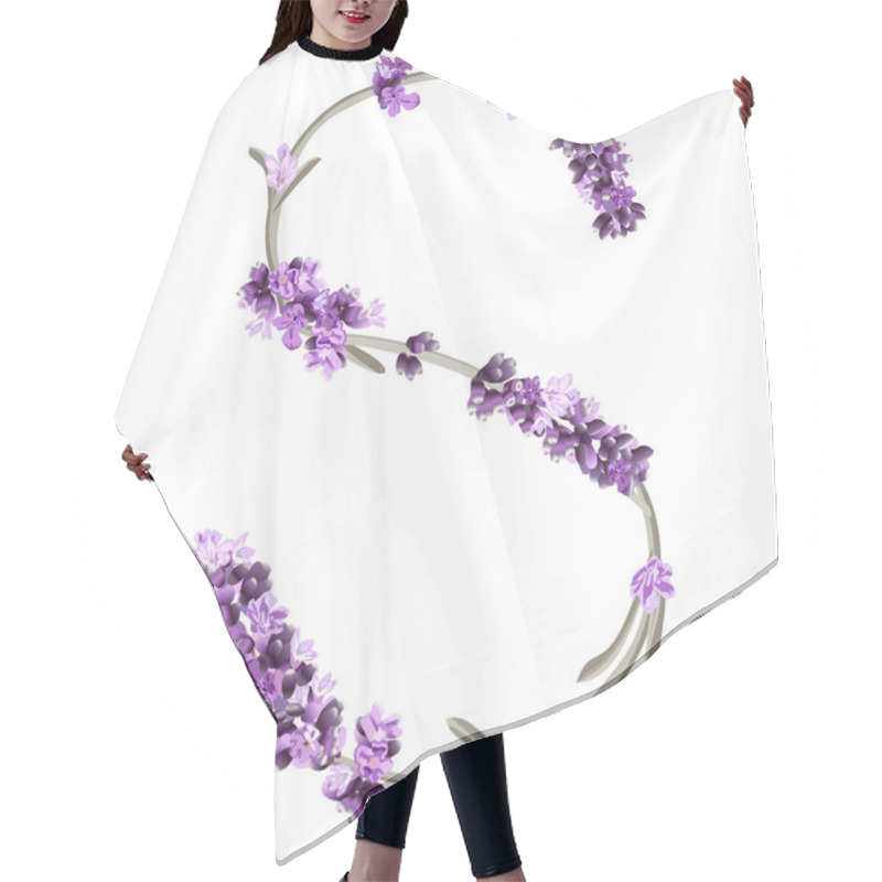 Personality  Vector Image Of The Letter S Of The English Alphabet In The Form Of Lavender Sprigs In Bright Colors On A White Background Hair Cutting Cape