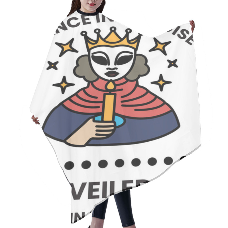 Personality  Illustration In Concept Of Dance Mask In Line Illustration Style Hair Cutting Cape