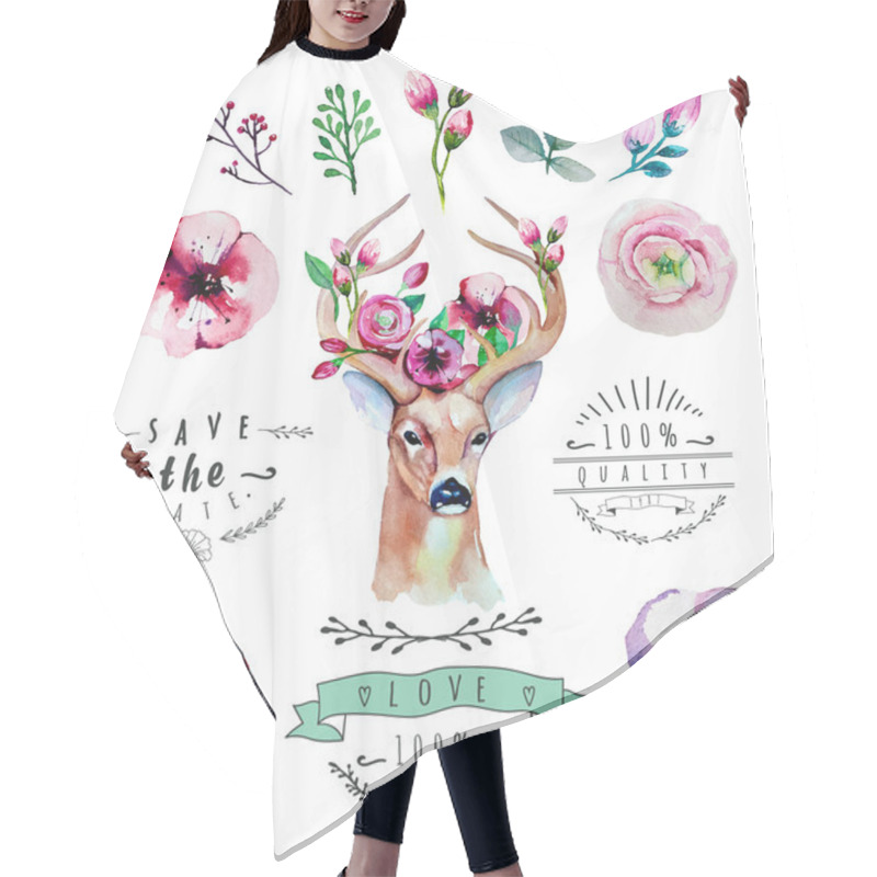 Personality  Floral Set With Deer Hair Cutting Cape