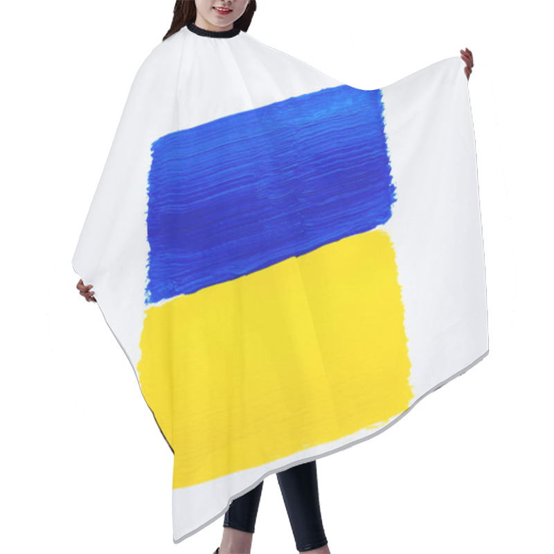 Personality  Top View Of Painted Ukrainian Flag On White Background  Hair Cutting Cape