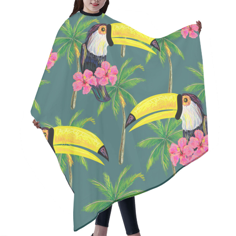 Personality  Jungle Pattern With Toucan Exotic Birds Hair Cutting Cape