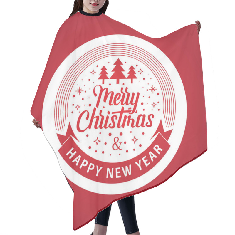 Personality  Merry Christmas Ribbon Circle Label Red Hair Cutting Cape