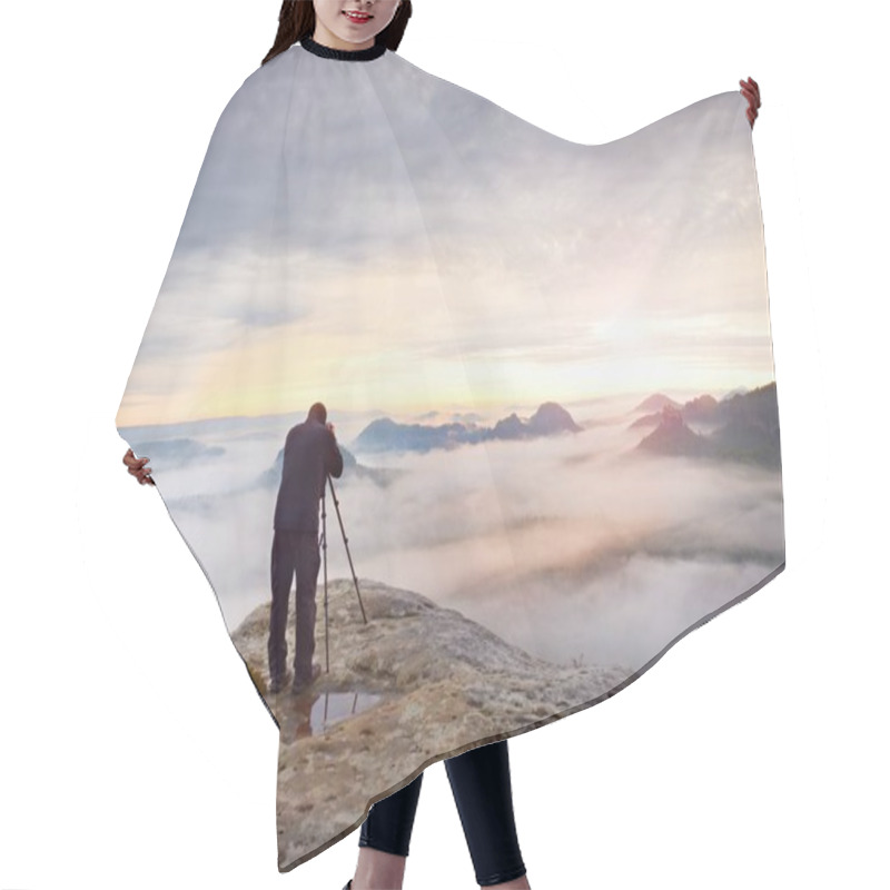 Personality  Photographer Framing Picture With Eye On Viewfinder. Photo Enthusiast  Enjoy Work, Fall Nature Hair Cutting Cape