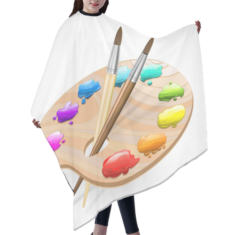 Personality  Art Palette Wirh Brushes And Paints Hair Cutting Cape